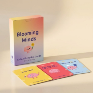 Blooming Minds - 30 Daily Affirmation Cards for Kids With Wooden Stand