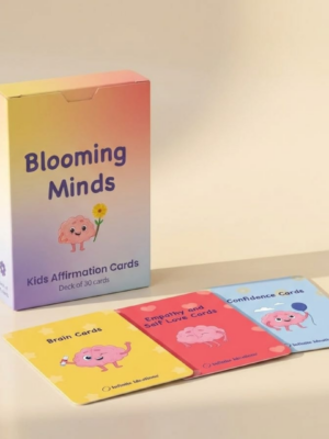 Blooming Minds - 30 Daily Affirmation Cards for Kids With Wooden Stand
