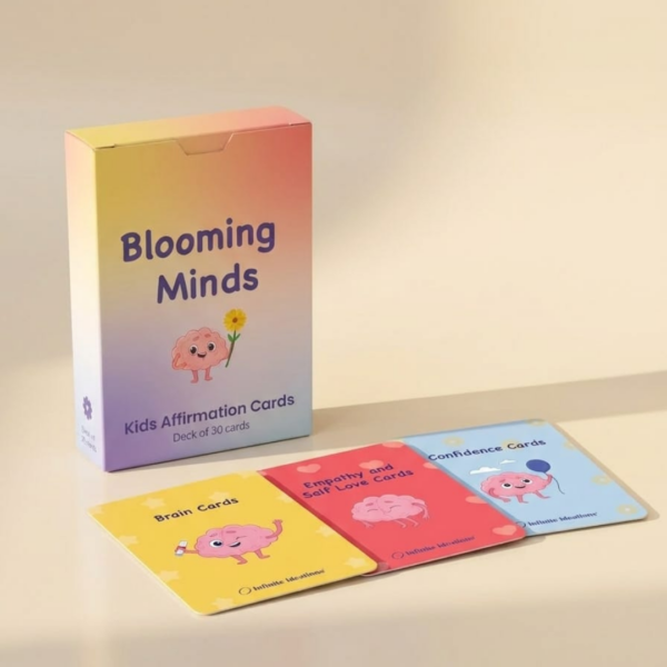 Blooming Minds - 30 Daily Affirmation Cards for Kids With Wooden Stand