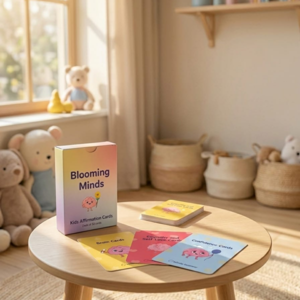 Blooming Minds - 30 Daily Affirmation Cards for Kids With Wooden Stand